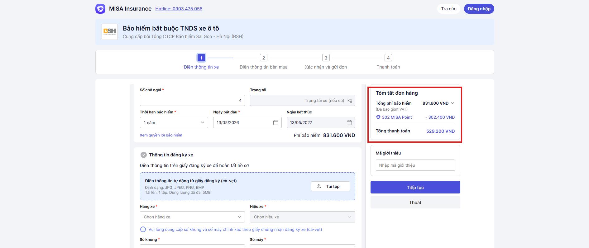 Khởi động chương trình: Mua Bảo hiểm ô tô trên MISA Insurance - Hỗ trợ thanh toán tới 50% phí thông qua đổi điểm MISA Point!