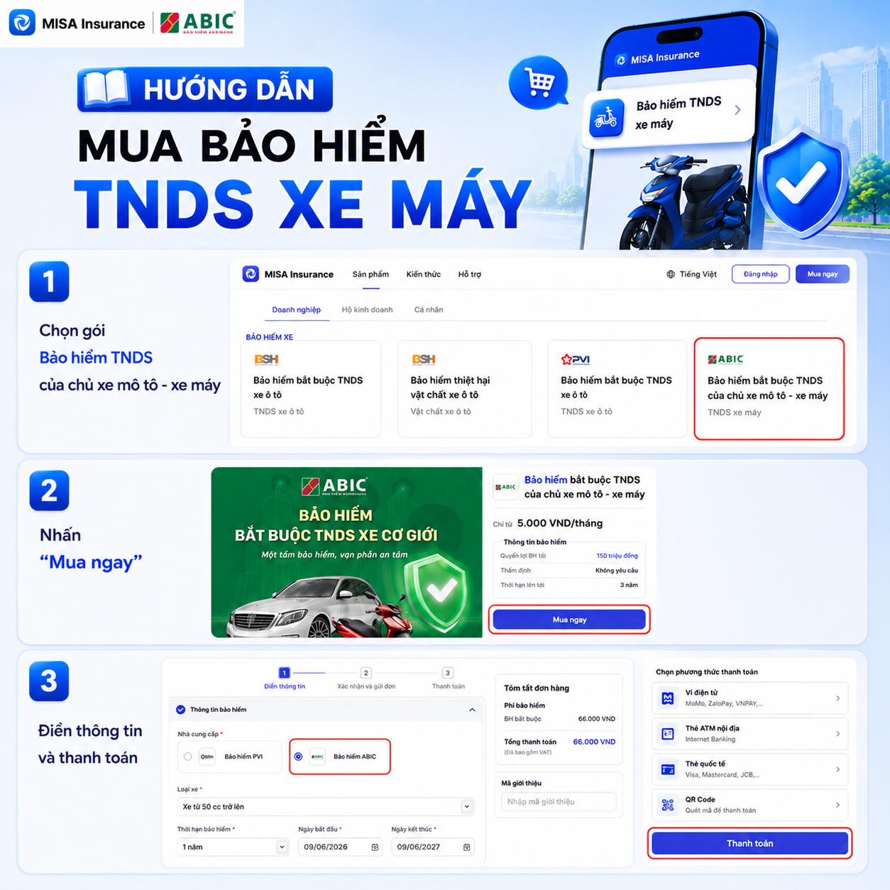 Hướng dẫn mua bảo hiểm TNDS xe máy trên MISA Insurance